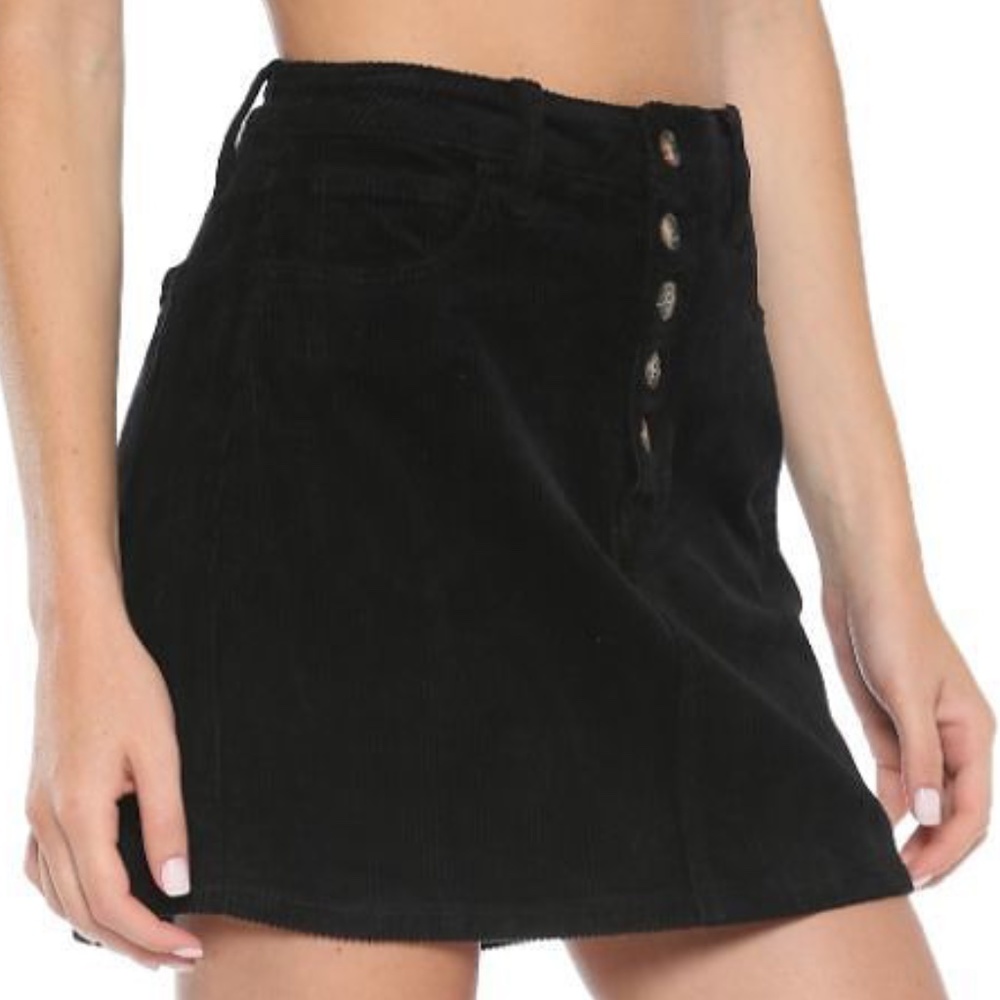 Black High Rise Corduroy Mini Skirt - Picture 6 of 8
